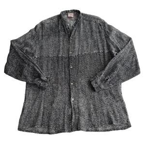 NAGA by Milo VTG Cotton Lightweight Gauze Printed Black White Shirt Blouse L